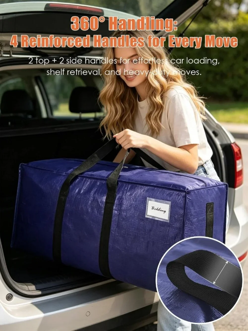 Extra Large Heavy-Duty Moving Bags - 8 Pack, Space-Saving Storage Totes, 24 Gal
